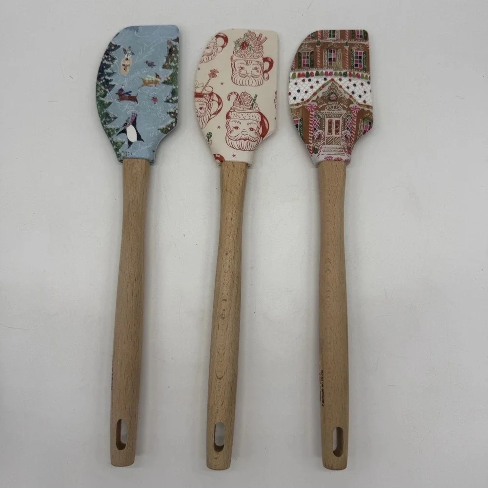 Anthropologie Designed by Louise Pretzel Santa Skate & Gingerbread Spatulas New